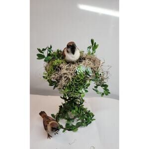 Life size bird nest garden patio display 2 bird set Repurposed Bed Spring Crafts